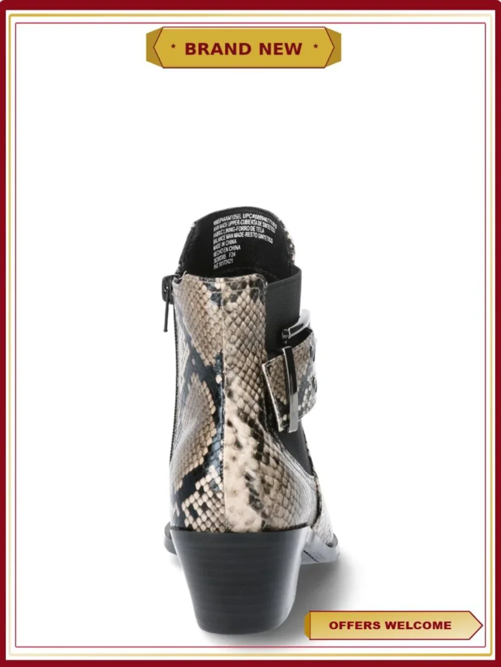 Faux Leather Moto Ankle Booties Buckle Stacked Heel Zipper